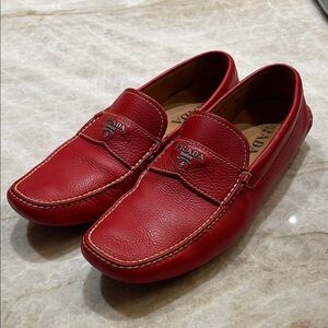 Prada Men's Vibrant Red Loafers
